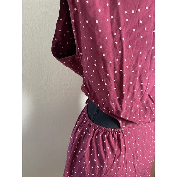 NWT Vix Paula Womens CoverUp Dress Burgundy SP Polka Dot Hermanny Cut Front Tie - Picture 9 of 16